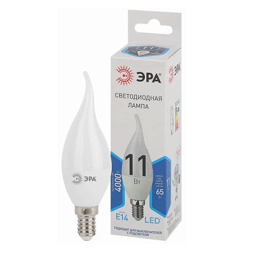 Лампа светодиодная свеча на ветру STD LED BXS-11W-840-E14 11Вт 4000К 880Лм Е14 серия Стандарт (2 года) ЭРА