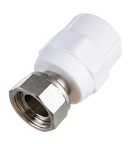 Муфта PP-R с накидной гайкой РОСТерм профи 20-1/2"  белая