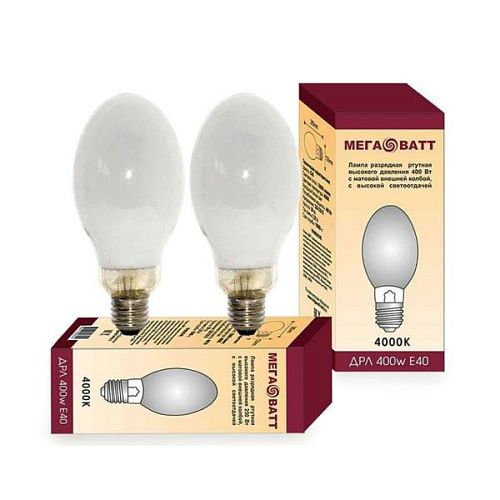 Лампа ртутная ДРЛ-400 400Вт 4000К 20600Лм Е40 Мегаватт