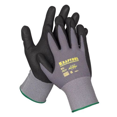 Перчатки эластичные с покрытием из вспен. нитрила  Expert для точных работ размер L KRAFTOOL