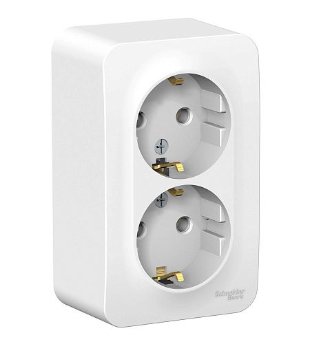 Розетка ОУ 2-я с заземлением с изолирующей пластиной (белый) BLANCA SE