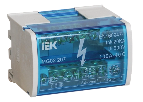 Шина "0" в корп. на динрейку (кросс-модуль) ШНК 2х7 L+PEN (ИЭК)