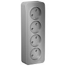 Розетка ОУ 4-я без заземления с изолирующей пластиной (алюминий) BLANCA SE