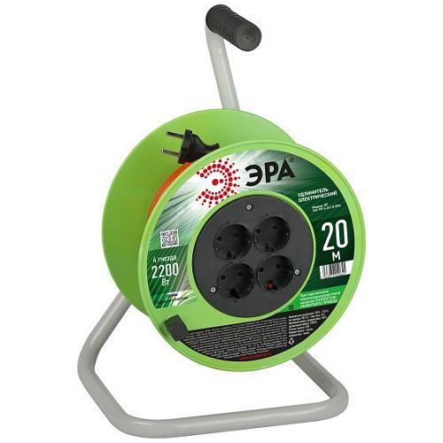 Удлинитель на катушке RP(x)-4(s)-2х1.0-20m 4 гнезда 20м ПВС 2х1 б/з ЭРА Б0043050