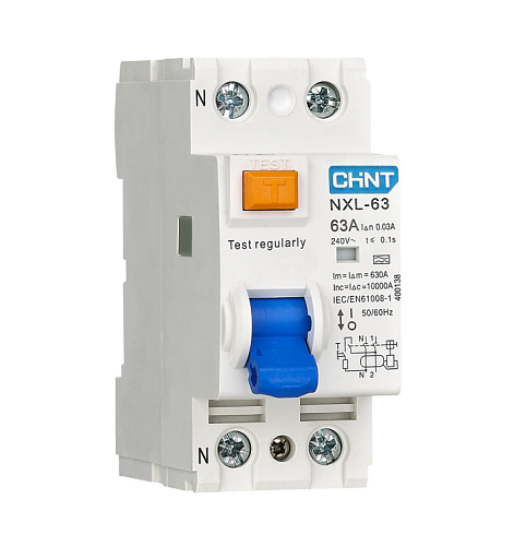 Устройство защитного отключения 1п+N 63А 30мА тип A 6кА NXL-63 (R) CHINT (280719)