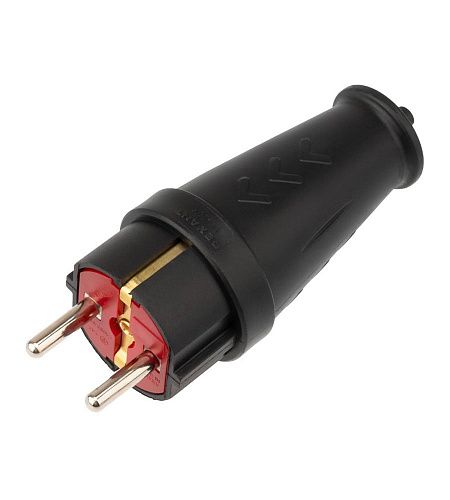 Вилка с з/к прямая (каучук) COMPACT с/з 16А IP44 каучук черная REXANT