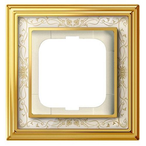 Рамка 1 пост 1721-836-500 (латунь/белая роспись) Династия ABB