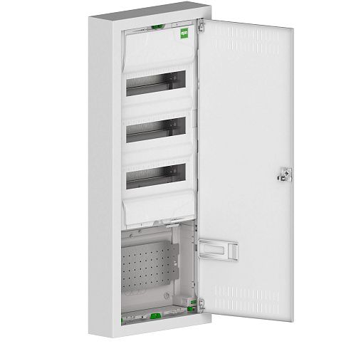 Щит навесной MSF TWIN RN 3x12мод+1xМП перфор. N/PE 1xSCHUKO металлическая дверь 358х853х100мм IP30 (белый) Elektro-Plast