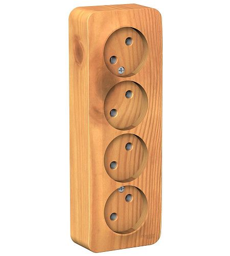 Розетка ОУ 4-я без заземления с изолирующей пластиной (ясень) BLANCA SE