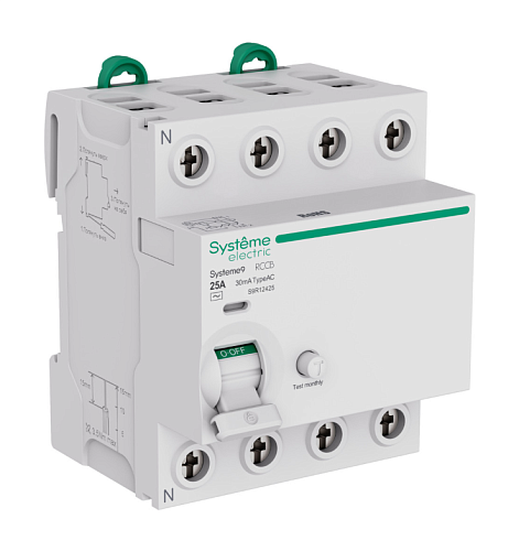 Устройство защитного отключения 25А 4п 30мА тип AC 400В Systeme9 SE (S9R12425)