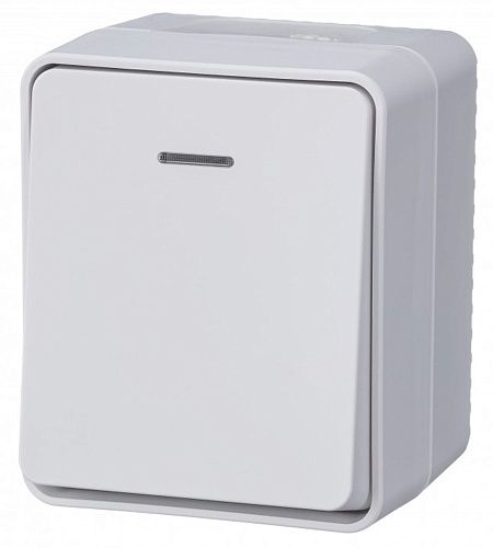 Выключатель ОУ 1кл с подсветкой 10АХ IP54 (белый) AtlasDesign Profi54 SE