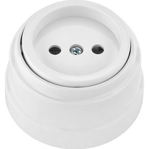 Розетка ОУ без заземления (белый) Ретро BYLECTRICA