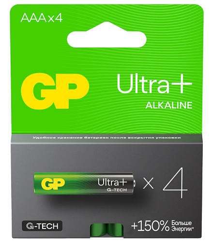 Батарейка алкалиновая GP Ultra Plus Alkaline 24А ААА LR03 1.5В GP 24AUPA21-2CRSB4 (4891199226021)