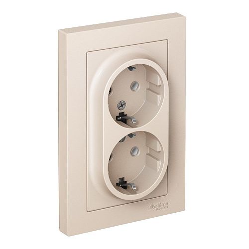Розетка 2-я с заземлением 16А в сборе (бежевый) ATLASDESIGN SE