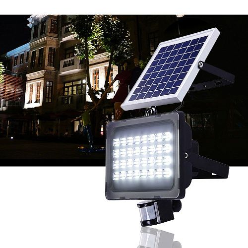 Прожектор светодиодный аккумуляторный с солнечной панелью с датчиком движения 30Вт 6500К IP65