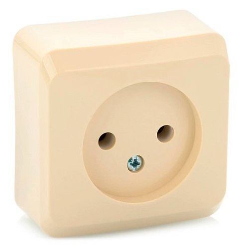 Розетка ОУ без заземления (кремовый) ЭТЮД SE