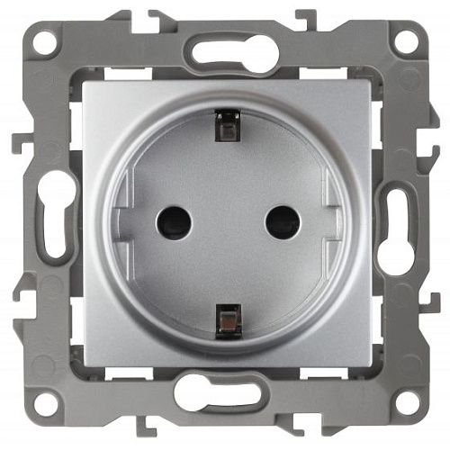 Розетка 2P+E Schuko 16A (алюминий) Эра12 ЭРА (12-2101-03)