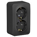 Розетка ОУ 2-я с заземлением с защитными шторками с изолирующей пластиной (антрацит) BLANCA SE