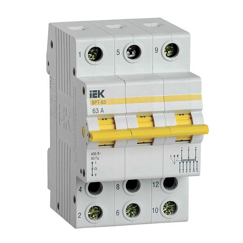 Переключатель трехпозиционный 3п 63А ВРТ-63 модульный KARAT ИЭК (MPR10-3-063)