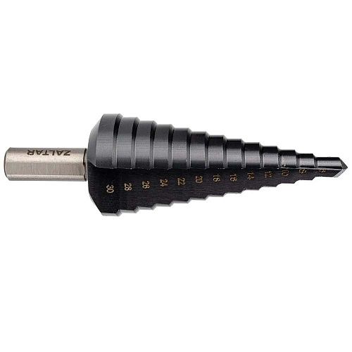 Сверло ступенчатое Ø 6-30мм HSS TiAlN Gr.3 прямая канавка трёхплоскостной хвостовик ZALTAR NEW!