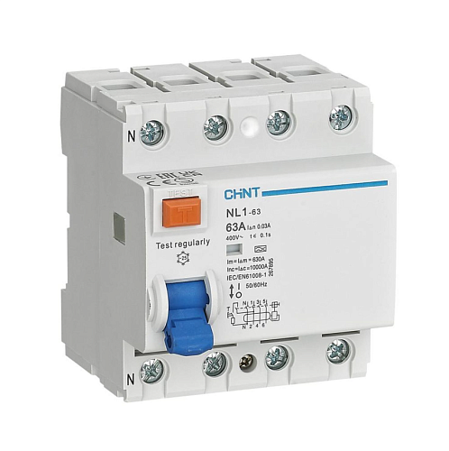 Устройство защитного отключения 4п 63A 100мА тип AC (DB) (R) NL1-63 CHINT (200228)