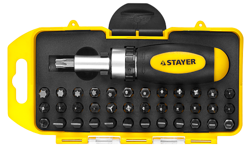 Набор: отвертка реверс. с насадками 38 предм. (2557-H38) STAYER 