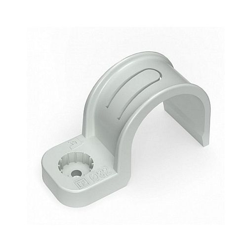 Крепеж-скоба пластиковая для труб быстрого монтажа 32мм (под монтажный пистолет) (серая) Промрукав