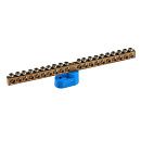 Шина N "ноль" 20 отверстий 1 изолятор "стойка" 6х9мм латунь (синий)