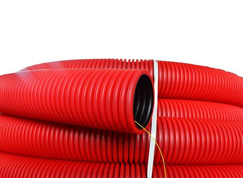 Труба гофрированная двухстенная ПНД/ПВД 50/39.5мм (красная) с зондом Ruvinil