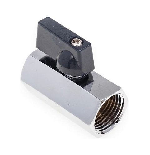 Кран шаровой минихромированный 1/2 гайка-гайка ручка AQualink