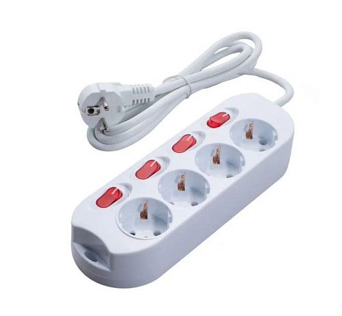 Удлинитель 4 гнезд  S 4x1-ZDIV 4610116233306 с индикацией заземлением и защитой от детей 1.5м  (белый) СТАРТ