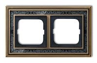 Рамка 2 поста 1721-843-500 (латунь античная/черная роспись) Династия ABB