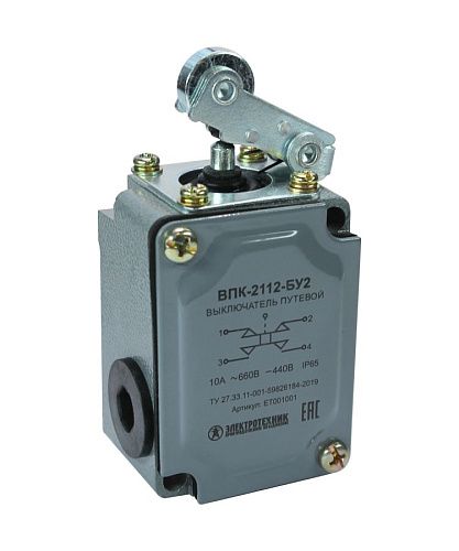 Выключатель путевой ВПК 2112-БУ2 рычаг с роликом IP65 Электротехник (ET511608) (ET001001)