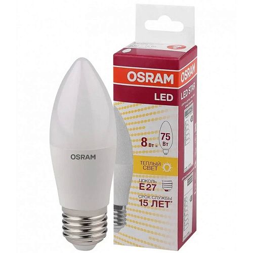Лампа светодиодная свеча STAR CLASSIC LS CLB 8Вт 830 3000К 806Лм E27 4058075210745 OSRAM