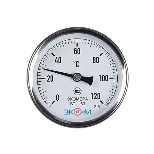 Термометр биметаллический накладной 63мм 0-120С БТ-1-63 ЭКОМЕРА (011-1538)