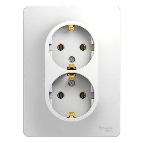 Розетка 2-я с заземлением в сборе (белый) GLOSSA SE