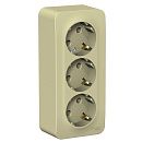 Розетка ОУ 3-я  с заземлением с изолирующей пластиной (бежевый) BLANCA SE