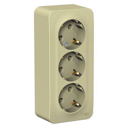 Розетка ОУ 3-я  с заземлением с изолирующей пластиной (бежевый) BLANCA SE