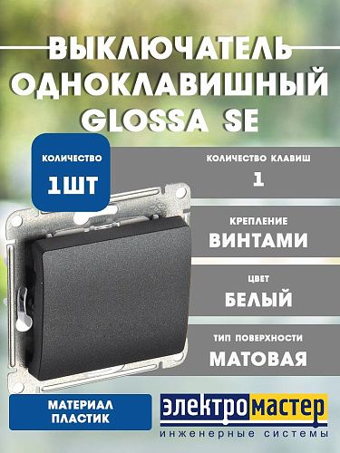 Выключатель 1кл схема 1 10AX (антрацит) GLOSSA SE