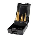 Сверло ступенчатое НАБОР 3шт. HSS TiN Gr.1/2/3 (Ø4-12/4-20/6-30мм) прямая канавка ZALTAR NEW!