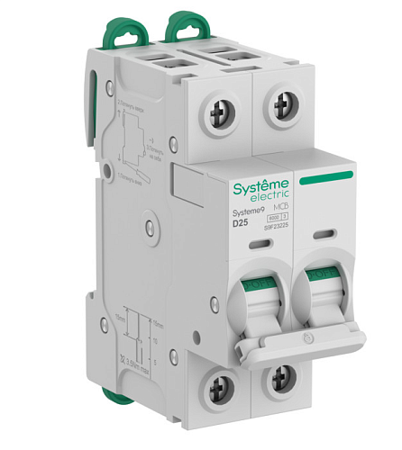 Автоматический выключатель 2п D25 6.0kA 400В (АВ) Systeme9 SE (S9F23225)