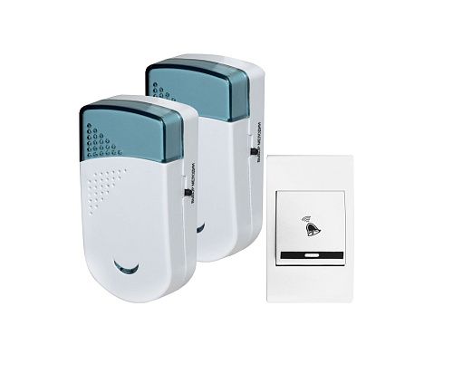 Звонок беспроводной Колибри КБ-03Б 32 мелодии 2 динамика дальность 150м 2АААх1.5В с кнопкой (белый) Тритон