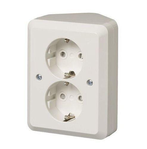 Розетка ОУ 2-я с заземлением с защитными шторками угловая (белый) ЭТЮД SE