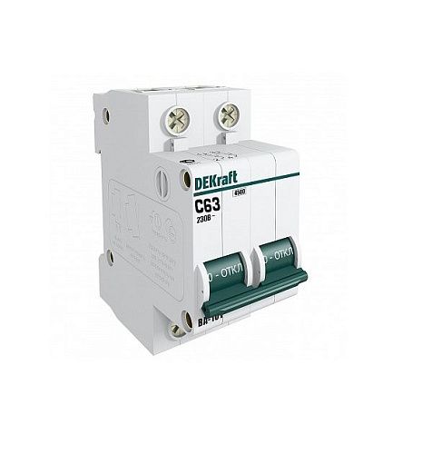 Автоматический выключатель 2п C63 4.5кА ВА-101 DEKraft (11072DEK)