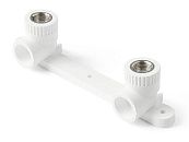 Угольник PP-R двойной ВР 20-1/2" с креплением комбинированный (белый) PROAQUA