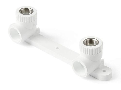 Угольник PP-R двойной ВР 20-1/2" с креплением комбинированный (белый) PROAQUA