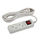 Удлинитель U-2s-1.5m-2x1 2 гнезда с индикацией 1.5м б/з (белый) ПВС 2х1мм 10А ЭРА