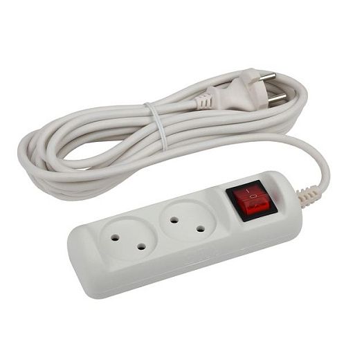 Удлинитель U-2s-1.5m-2x1 2 гнезда с индикацией 1.5м б/з (белый) ПВС 2х1мм 10А ЭРА