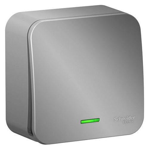 Выключатель ОУ 1кл с подсветкой схема 1 с изолирующей пластиной (алюминий) BLANCA SE