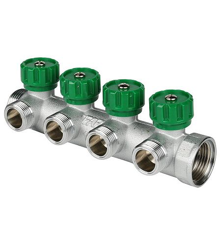 Коллектор регулирующий 1" (ВР-НР) с 4 отв. 3/4"EU с вставкой под пл. уплотнение FK 3824 134UN FAR